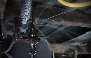 leaking steel brake line