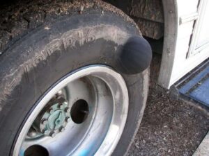 Tire with damaged steel belt