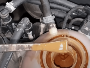 oil mixed with coolant
